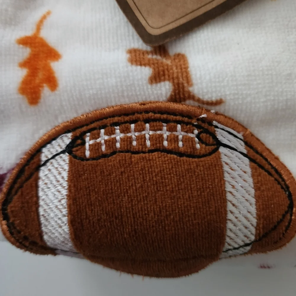 Football Leaves Harvest Embellished 2 Hand Towels 100% Cotton New
